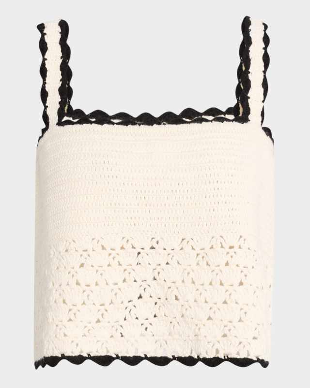 Caria Scallop-Trim Crochet Top